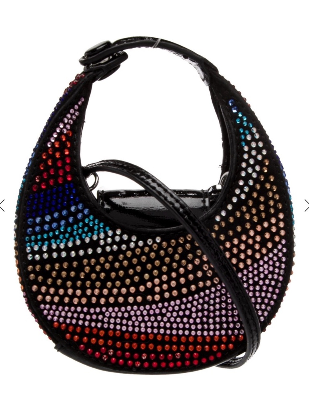 STAUD MICRO Moon Multicolor Crystal Rhinestone Leather Hobo Crossbody Bag